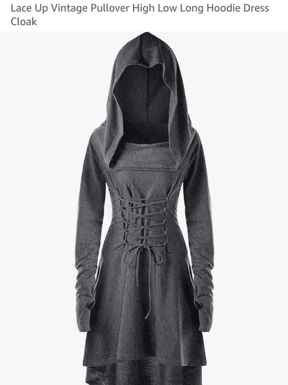Gemijack Womens Renaissance Costumes Hooded Robe Lace Up Vintage Pullover